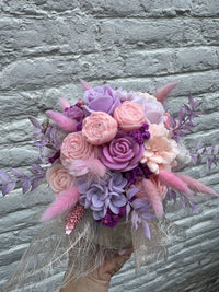 Bloemenboeket van sojawas - pastel paars & roze