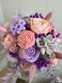 Bloemenboeket van sojawas - pastel paars & roze
