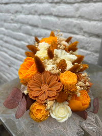 Bloemenboeket van sojawas - oranje, langwerpig
