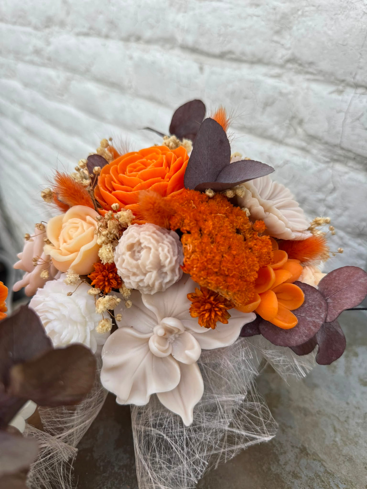 Bloemenboeket van sojawas - oranje