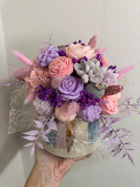 Bloemenboeket van sojawas - pastel paars & roze