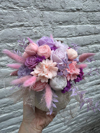 Bloemenboeket van sojawas - pastel paars & roze