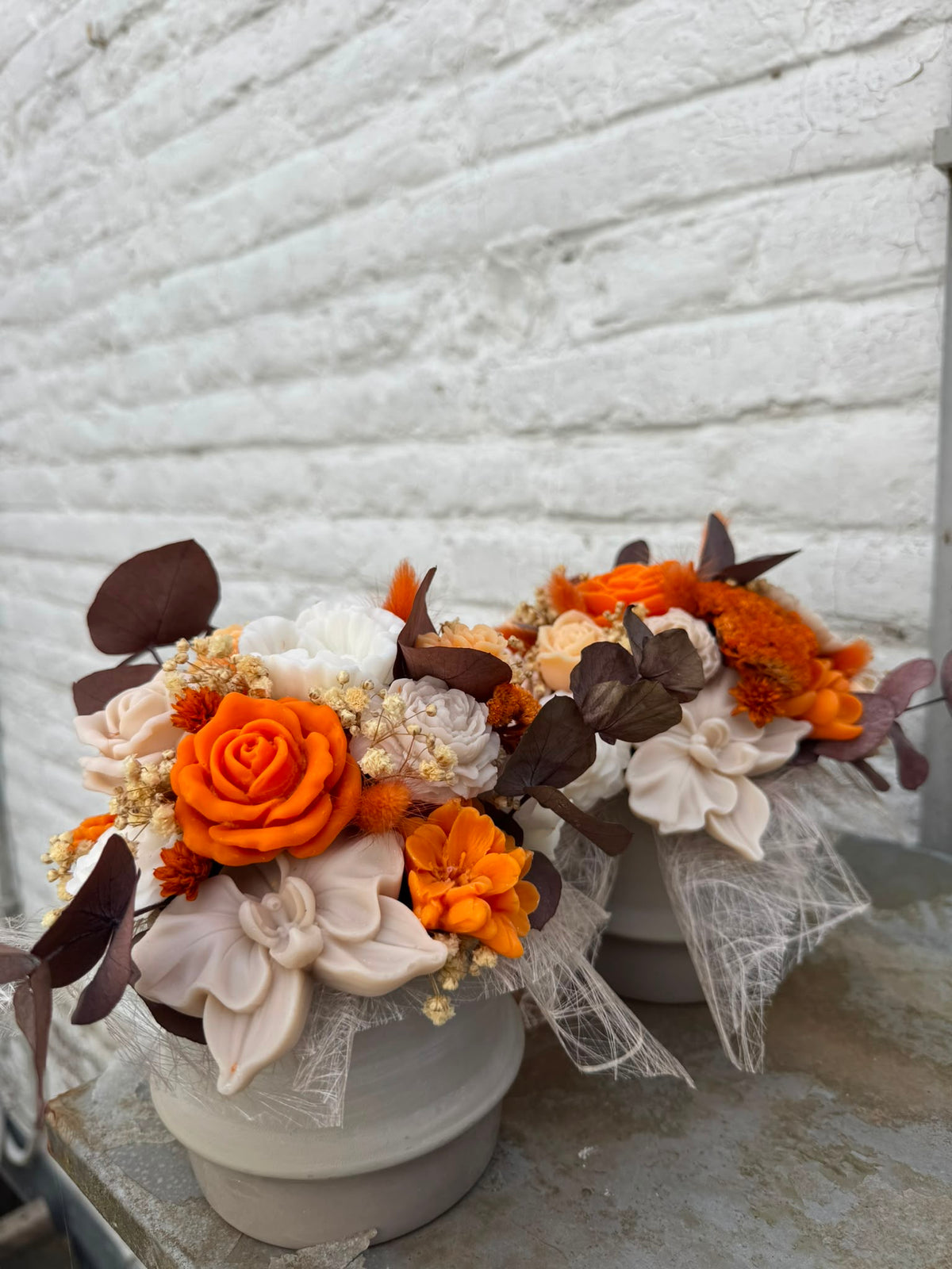 Bloemenboeket van sojawas - oranje