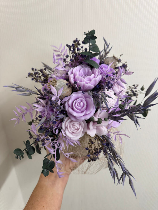 Bouquet de fleurs de cire de soja - violet clair