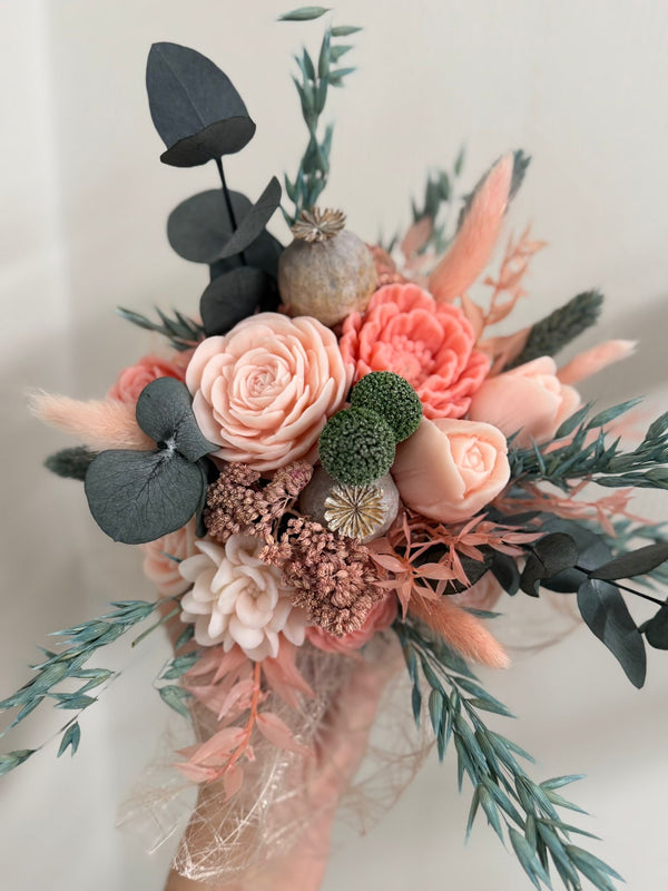 Bouquet de fleurs de cire de soja - rose saumon