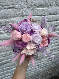 Bloemenboeket van sojawas - pastel paars & roze