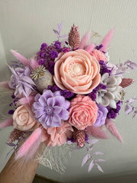 Bloemenboeket van sojawas - pastel paars & roze