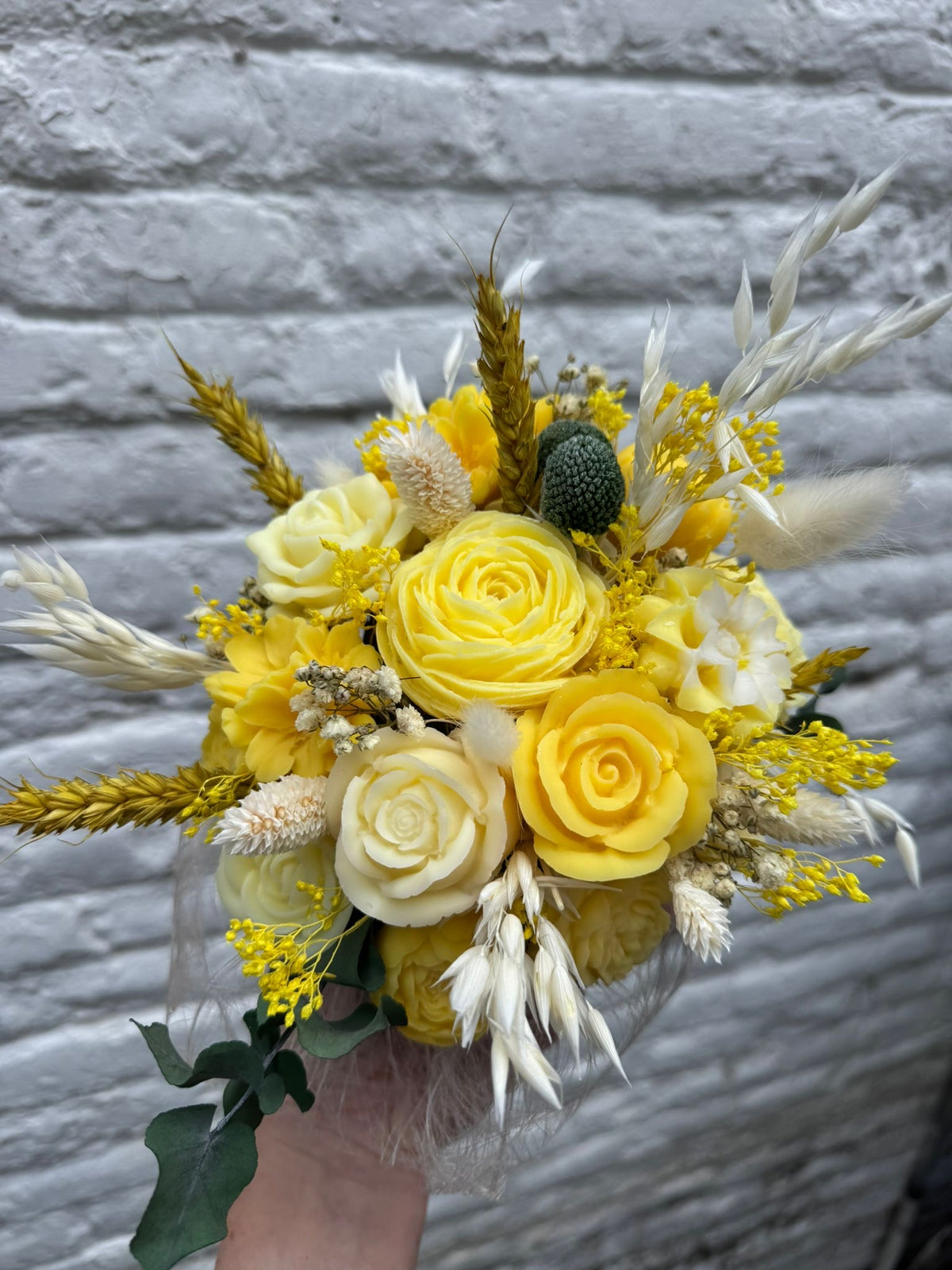 Bloemenboeket van sojawas - geel