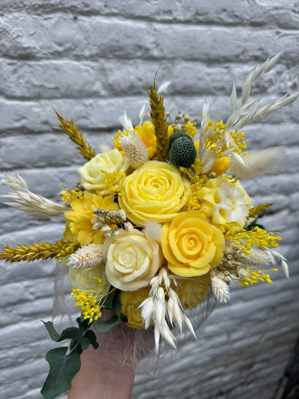 Bouquet de fleurs en cire de soja - jaune