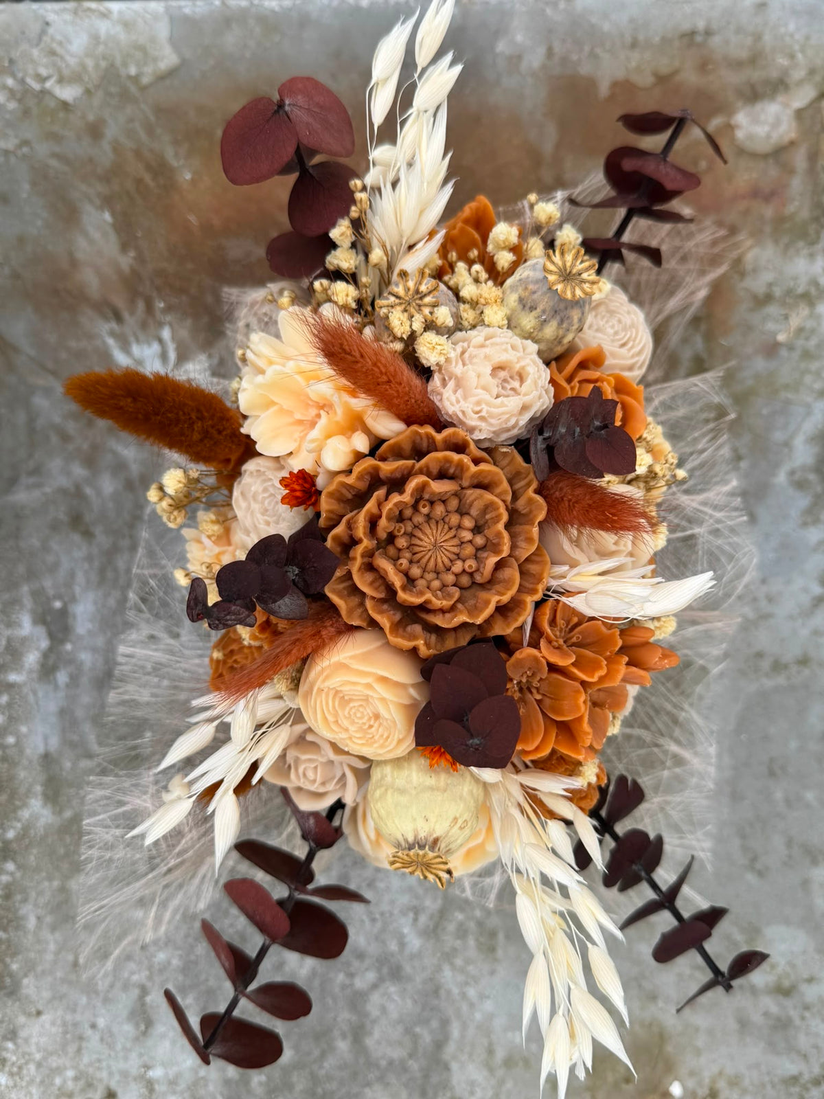 Bloemenboeket van sojawas - bruine/beige tinten