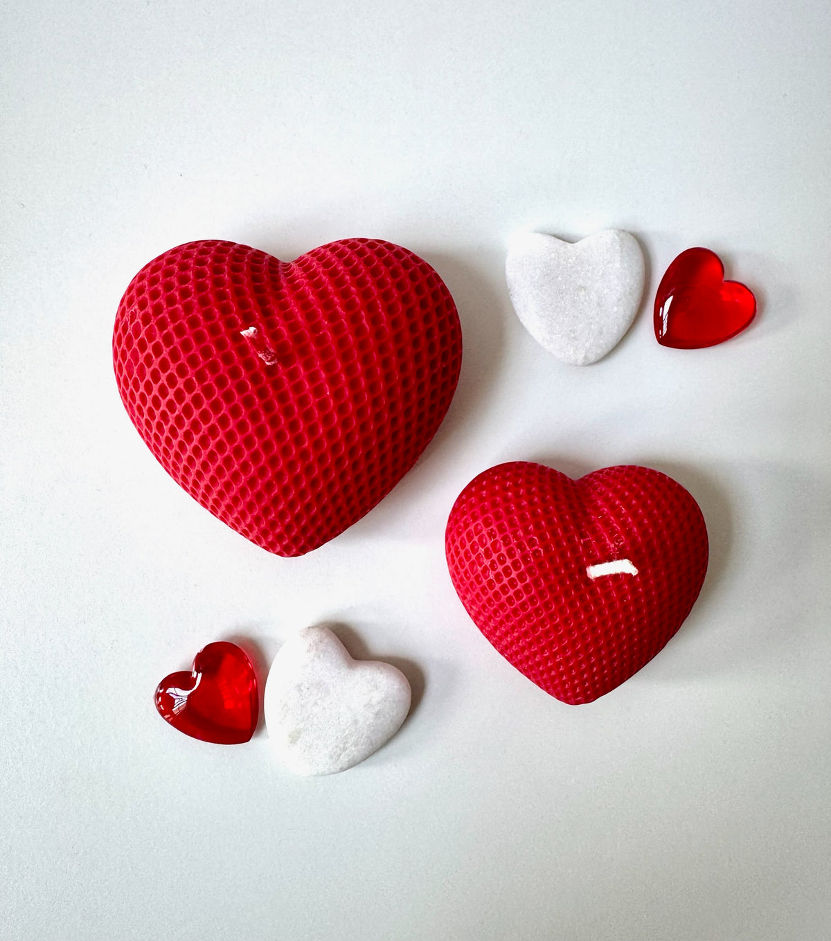 Pure Hearts - kaarsenset klein + groot hartje (ruitenmotief)