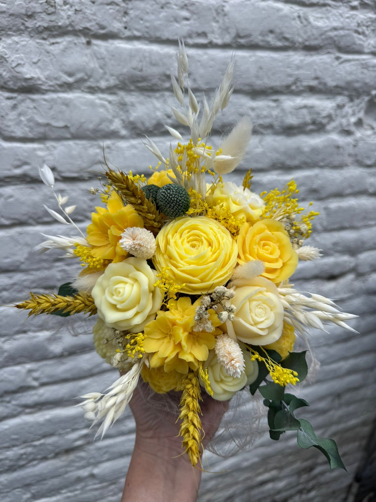 Bloemenboeket van sojawas - geel
