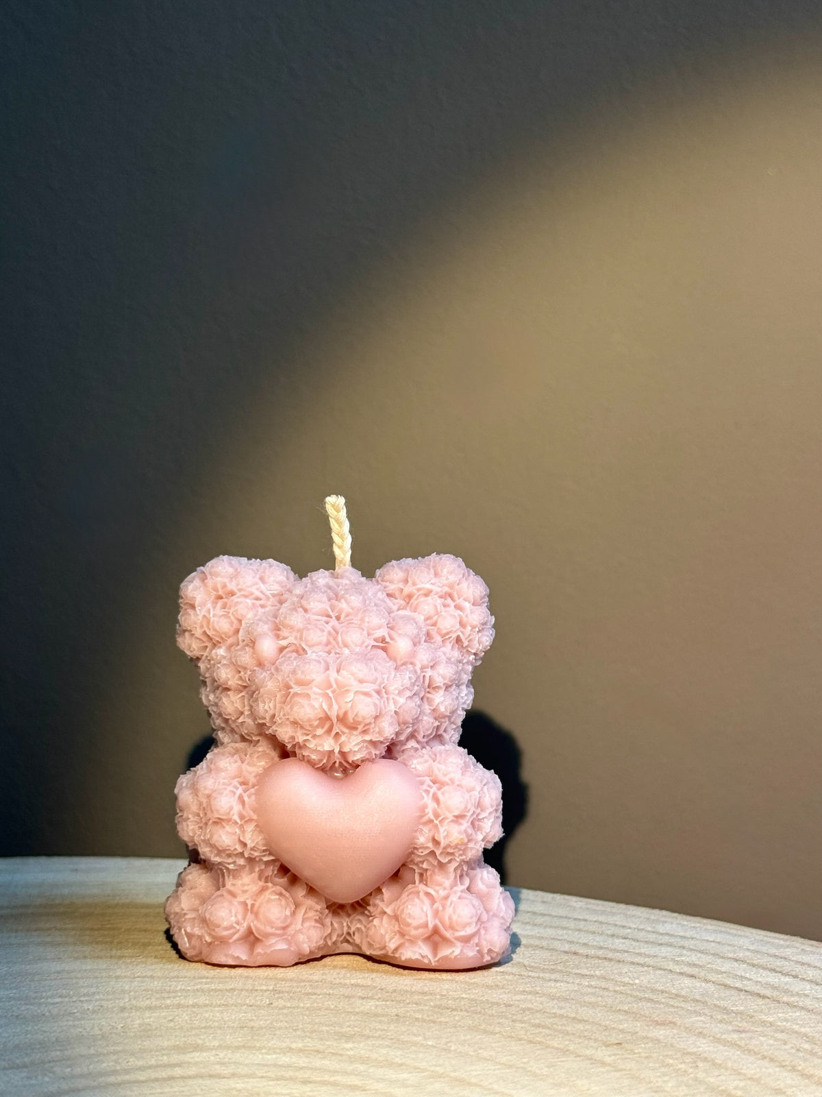 Rozenbeertje met hartje - kaars