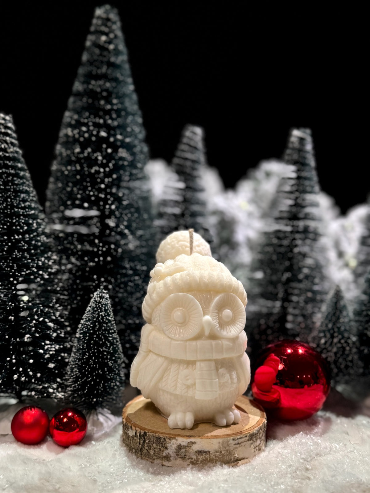 Winter Owl - Christmas owl candle