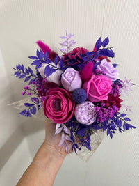 Bouquet de fleurs en cire de soja - fuchsia, lilas, violet