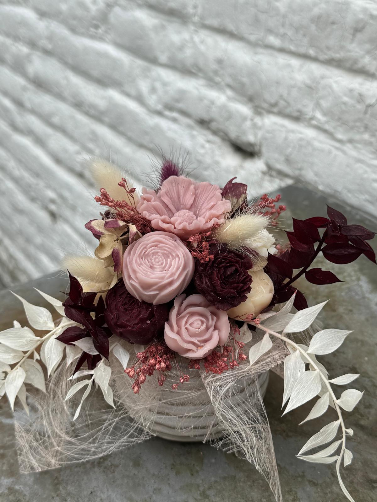 Bloemenboeket van sojawas - roos & paars, small