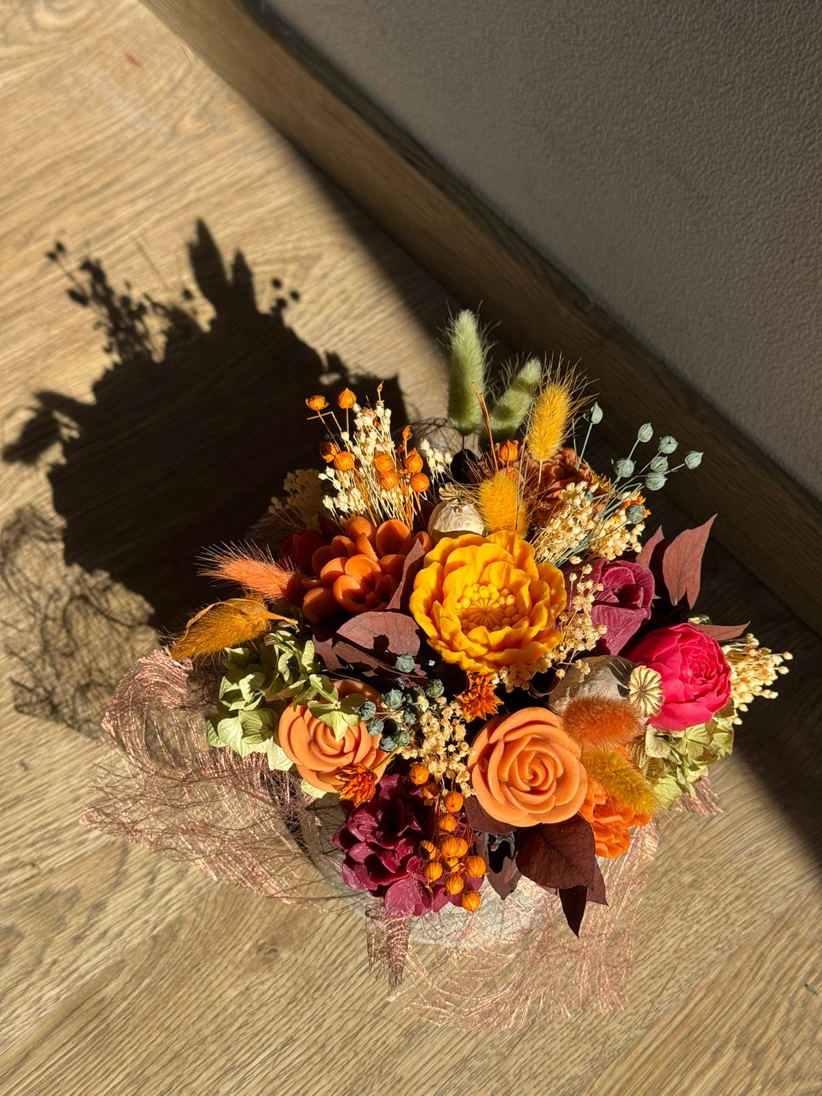 Bloemenboeket van sojawas -